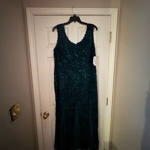 R&M Richards Dark Teal Lace Maxi Dress - Sleeveless V-Neck